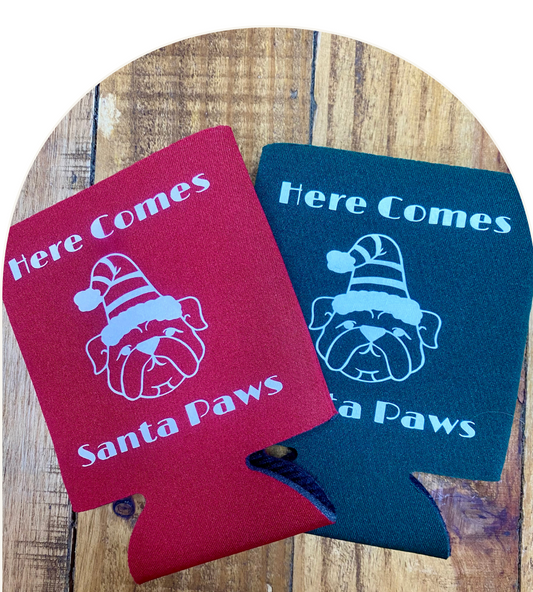 Can Koozie-Here Comes Santa Paws-Dog Koozie