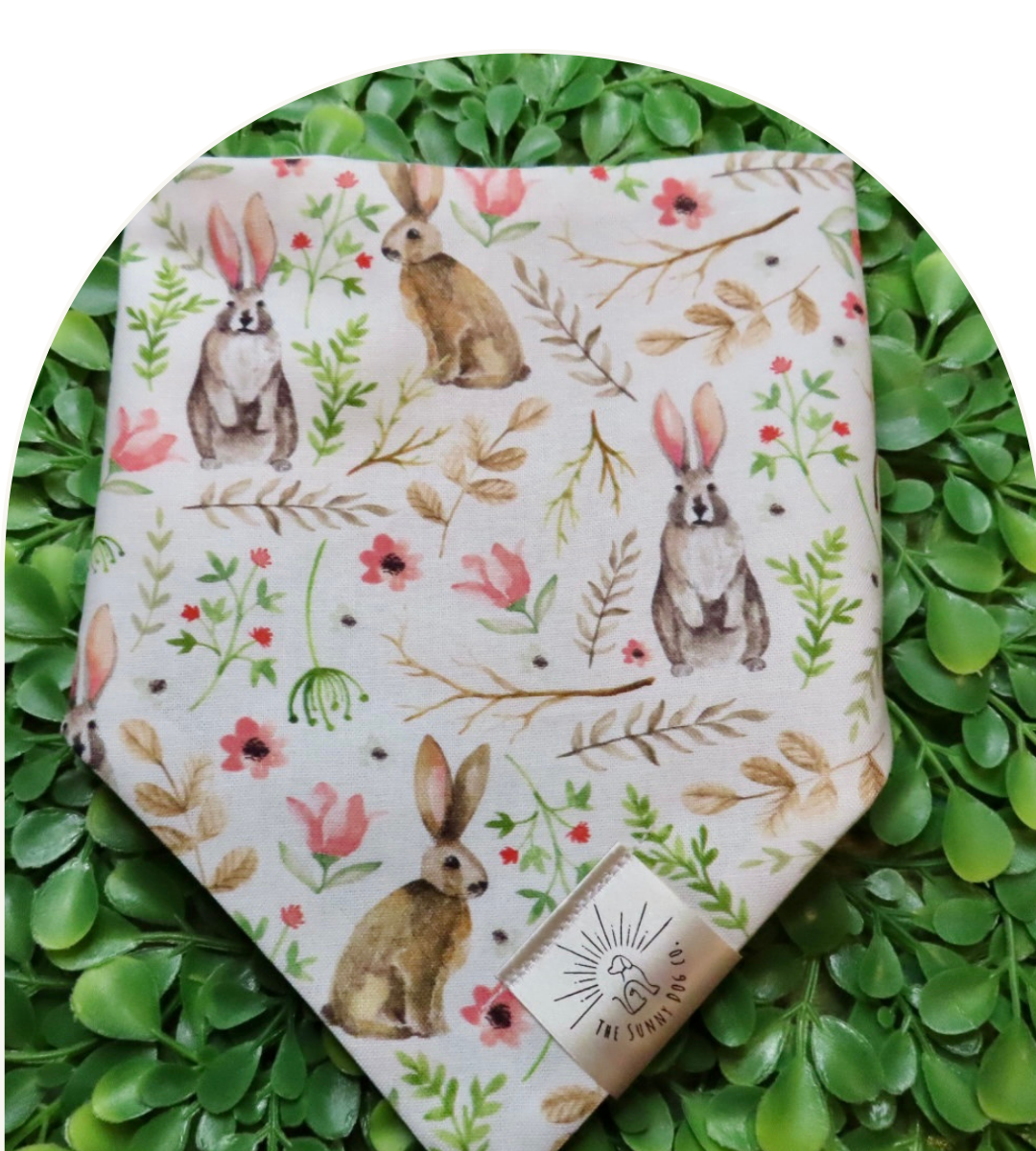 Bunnies in the Flower Patch Dog Bandana