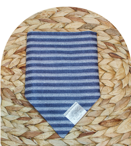 Navy & White Striped Dog Bandana