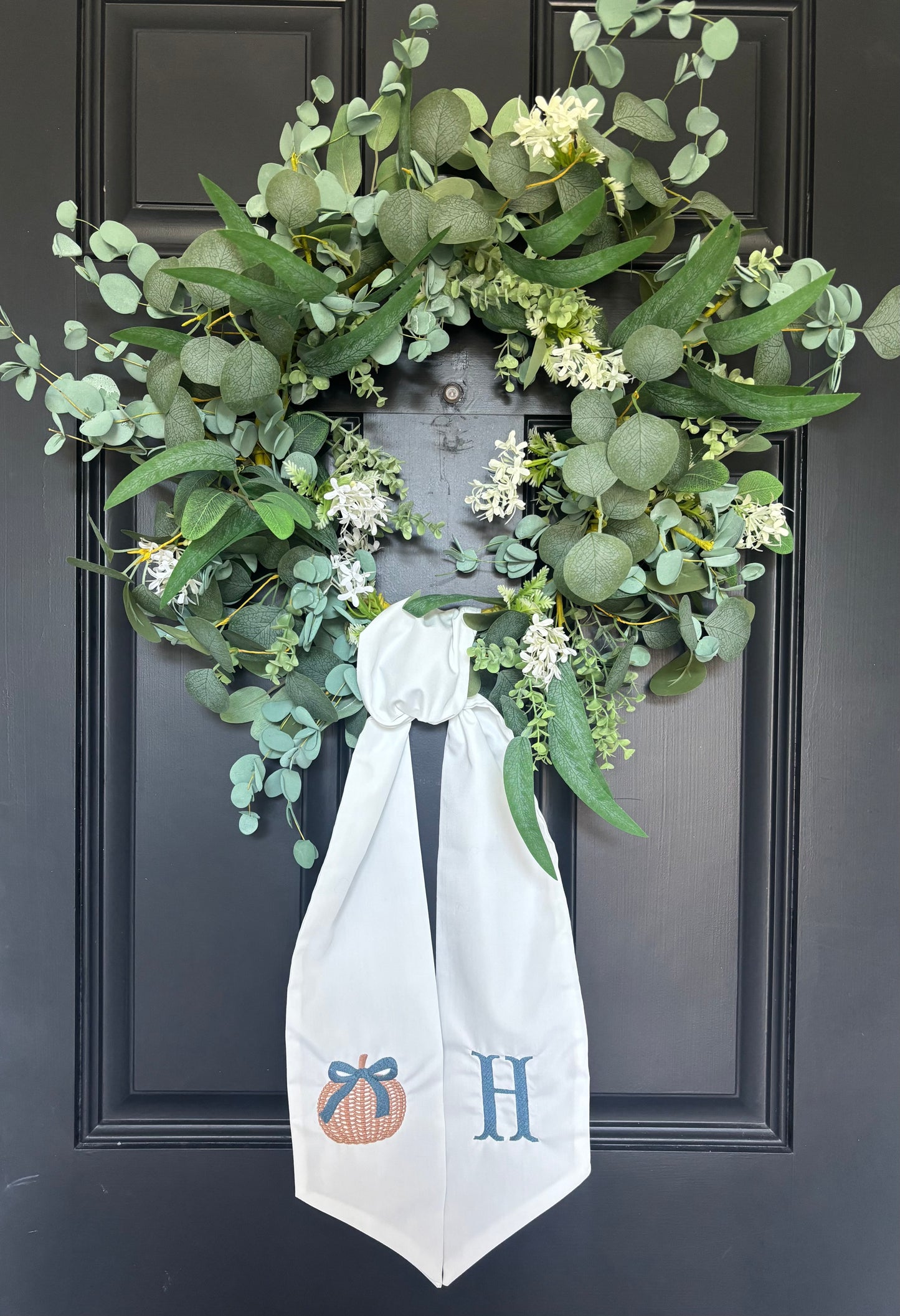 Woven Pumpkin Wreath Sash | Fall Door Decor | Pumpkin & Bow Wreath Ribbon