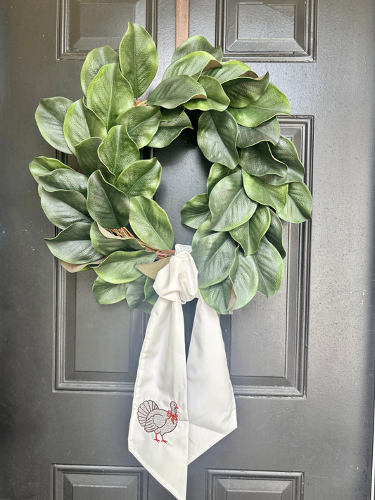 Turkey Wreath Sash | Thanksgiving Door Decor | Fall Wreath Sash