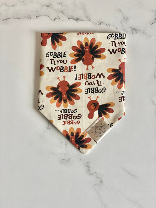 Over the Collar Dog Bandana-Gobble Til You Wobble-Personalized Dog Bandana-Customized Dog Bandana-Dog Gift-Thanksgiving Bandana-Fall Bandana