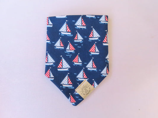 Over the Collar Dog Bandana-Nautical Sailboats Dog Bandana-Beach Dog Bandana-Personalized Dog Bandana-Customized Dog Bandana-Beach Bandana