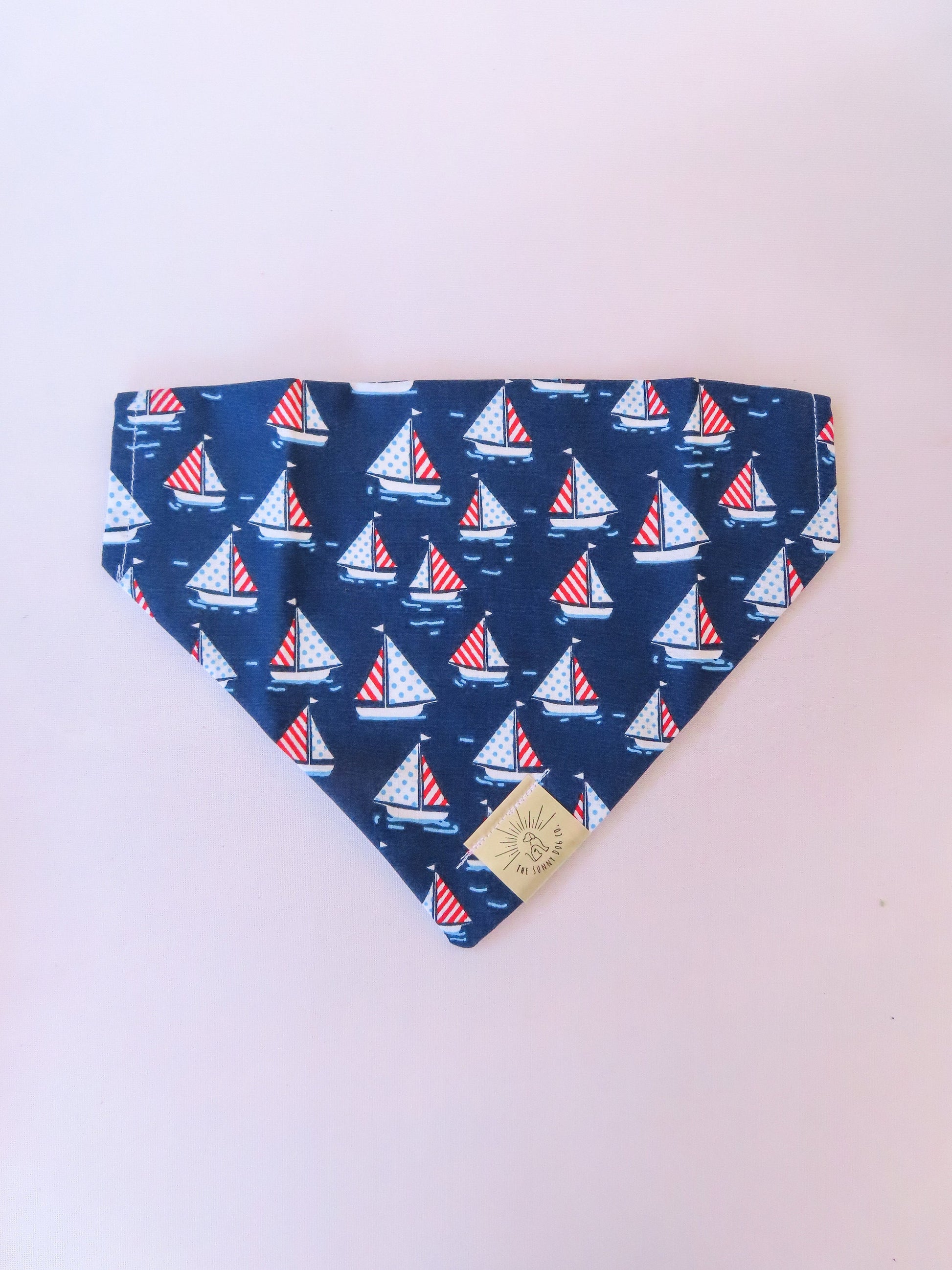 Over the Collar Dog Bandana-Nautical Sailboats Dog Bandana-Beach Dog Bandana-Personalized Dog Bandana-Customized Dog Bandana-Beach Bandana