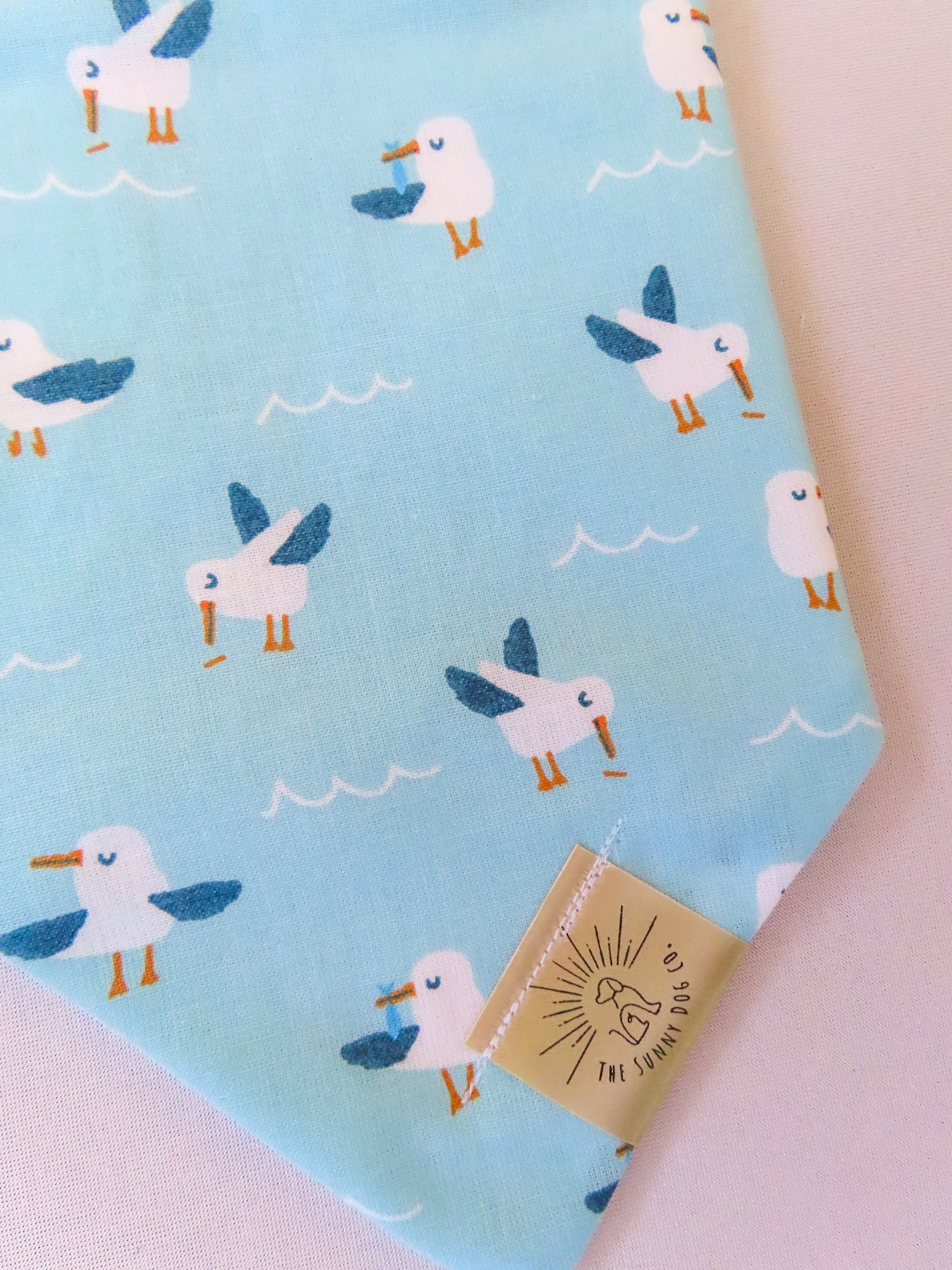 Over the Collar Dog Bandana-Seagulls-Summer Dog Bandana-Beach Dog Bandana-Personalized Dog Bandana-Customized Dog Bandana-Beach Dog Bandana