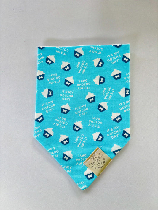 Over the Collar Dog Bandana-Bows-Blue Gotcha Day-Adoption-Celebration Bandana- Bandana-Personalized Dog Bandana-Customized Dog Bandana-