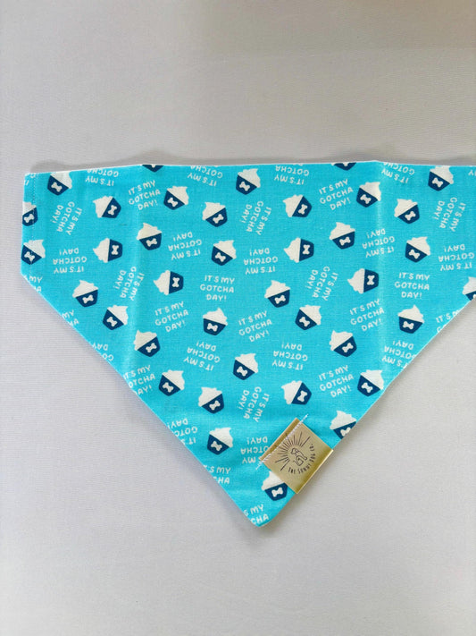 Over the Collar Dog Bandana-Bows-Blue Gotcha Day-Adoption-Celebration Bandana- Bandana-Personalized Dog Bandana-Customized Dog Bandana-