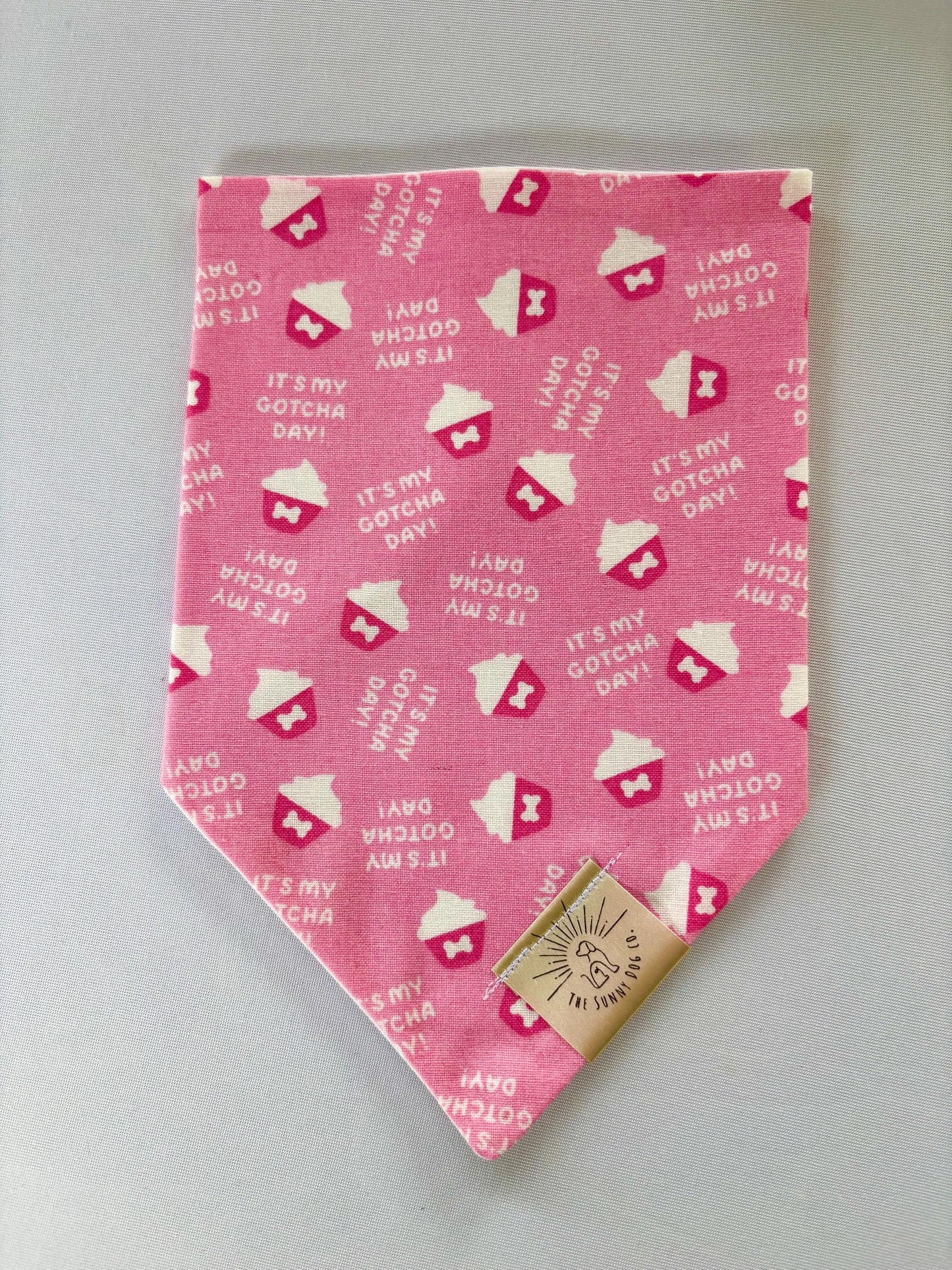 Over the Collar Dog Bandana-Pink Gotcha Day-Adoption-Celebration Bandana- Bandana-Personalized Dog Bandana-Customized Dog Bandana-