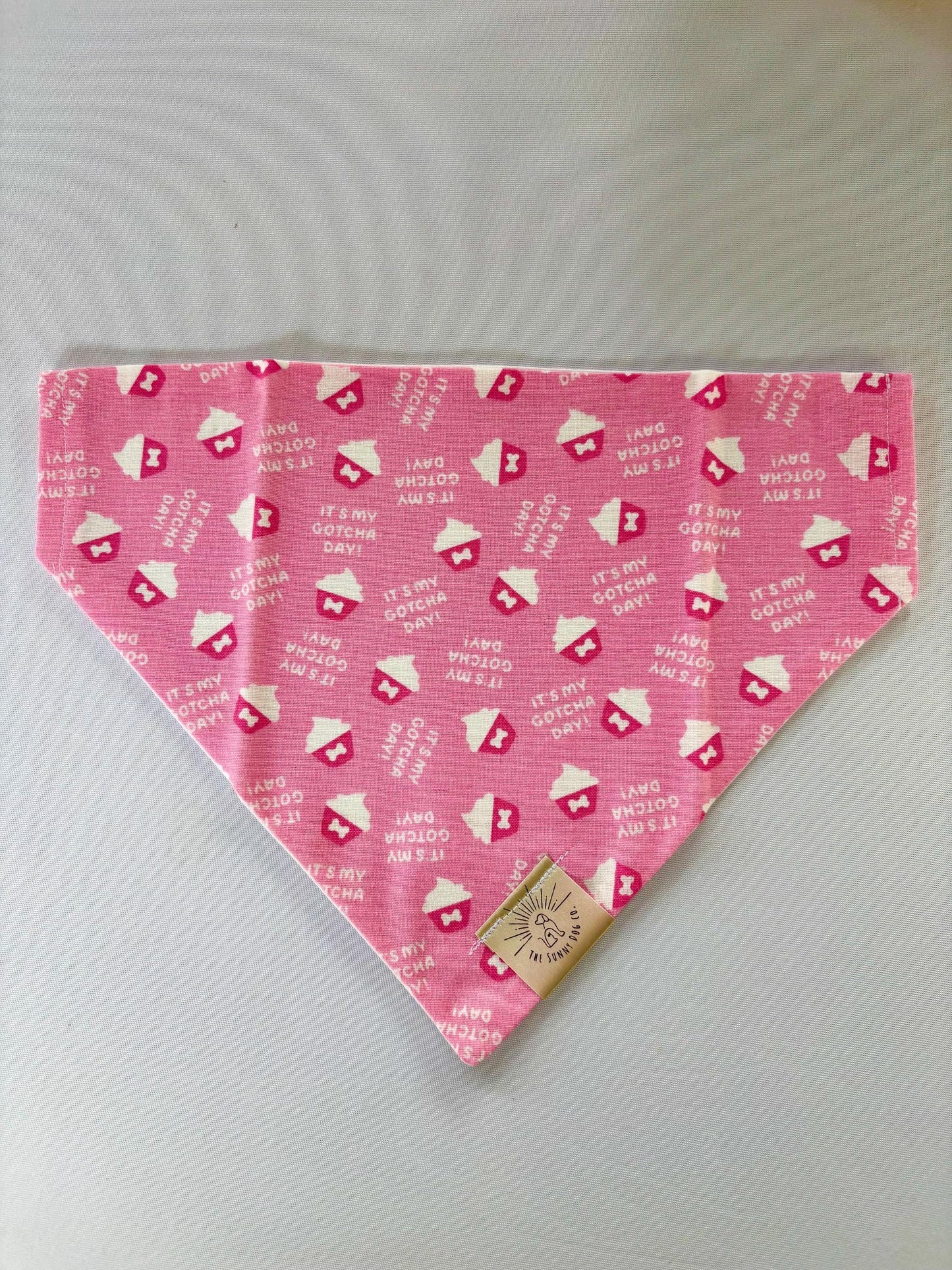 Over the Collar Dog Bandana-Pink Gotcha Day-Adoption-Celebration Bandana- Bandana-Personalized Dog Bandana-Customized Dog Bandana-