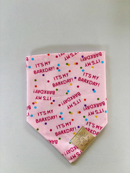 Over the Collar & Tie Dog Bandana-Pink Barkday Bandana-Birthday Bandana-Celebration Bandana-Personalized Dog Bandana-Customized Dog Bandana