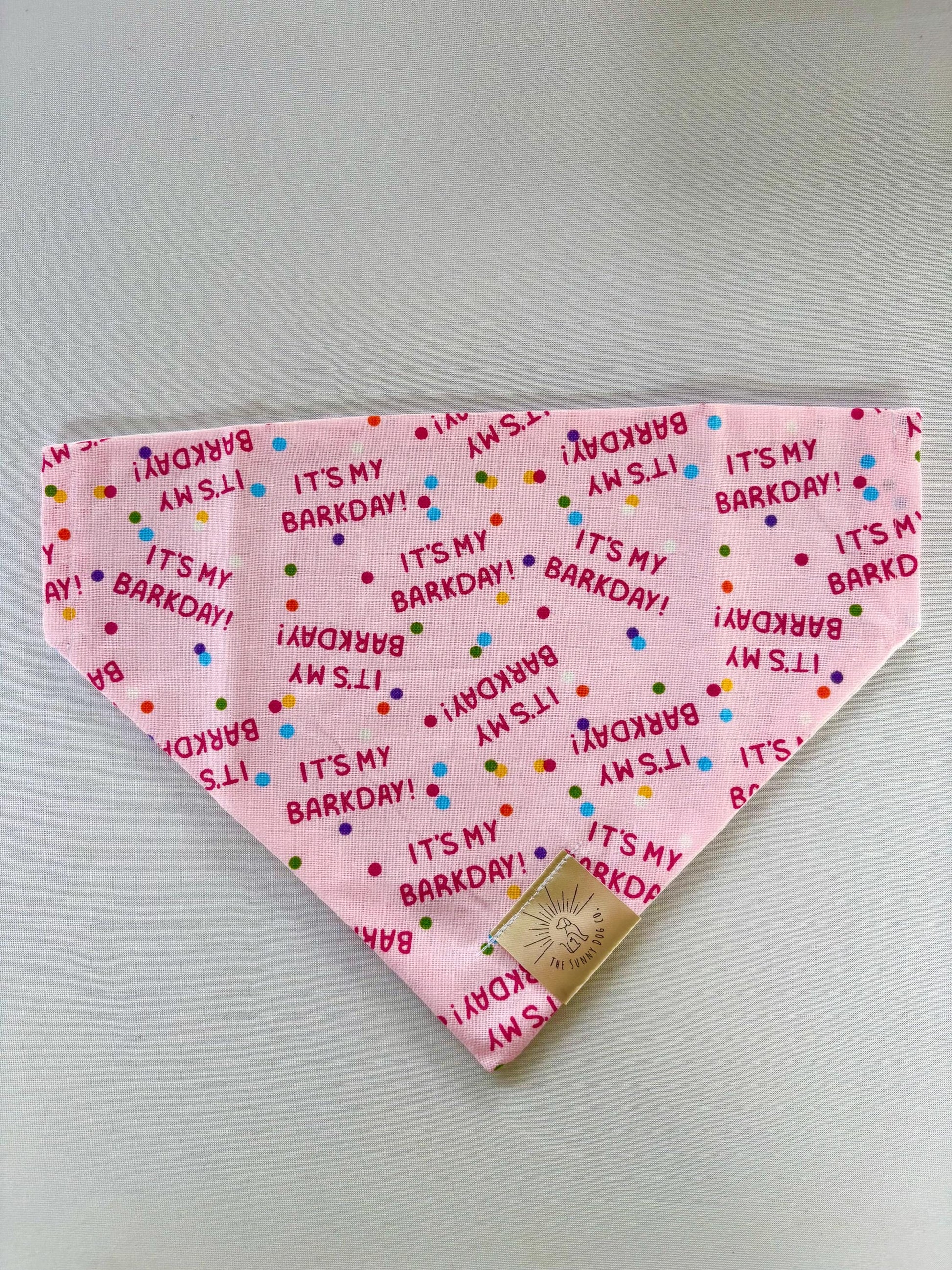 Over the Collar & Tie Dog Bandana-Pink Barkday Bandana-Birthday Bandana-Celebration Bandana-Personalized Dog Bandana-Customized Dog Bandana