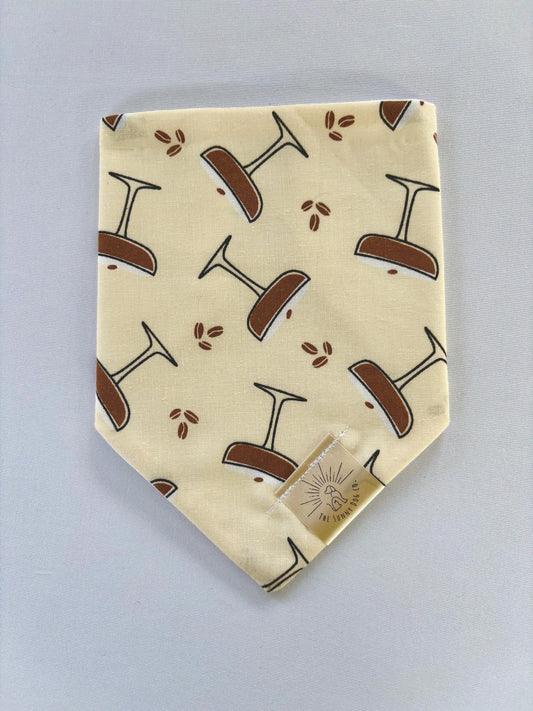 Over the Collar & Tie Dog Bandana-Espresso Martini Dog Bandana-Cocktail Dog Bandana-Trendy-Personalized Dog Bandana-Customized Dog Bandana