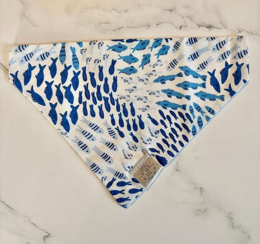 Over the Collar Dog Bandan-School of Fish- Dog Mom Gift - Personalized Dog Bandana-Summer Bandana-Ocean Bandana-Beach Day-Pool Day