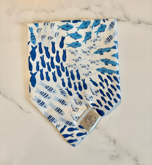 Over the Collar Dog Bandan-School of Fish- Dog Mom Gift - Personalized Dog Bandana-Summer Bandana-Ocean Bandana-Beach Day-Pool Day