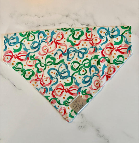 Over the Collar Dog Bandana-Bows-Dog Mom Gift - Personalized Bandanas-Customized Bandanas-Preppy Bows-Fancy Dog Bandana-Girly Dog Bandanas