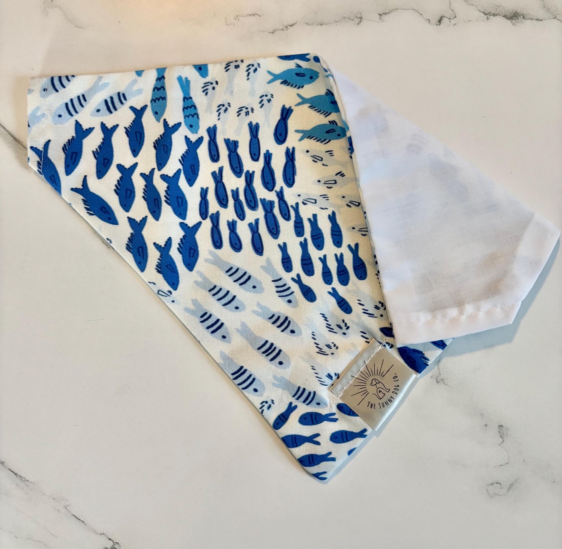 Over the Collar Dog Bandan-School of Fish- Dog Mom Gift - Personalized Dog Bandana-Summer Bandana-Ocean Bandana-Beach Day-Pool Day