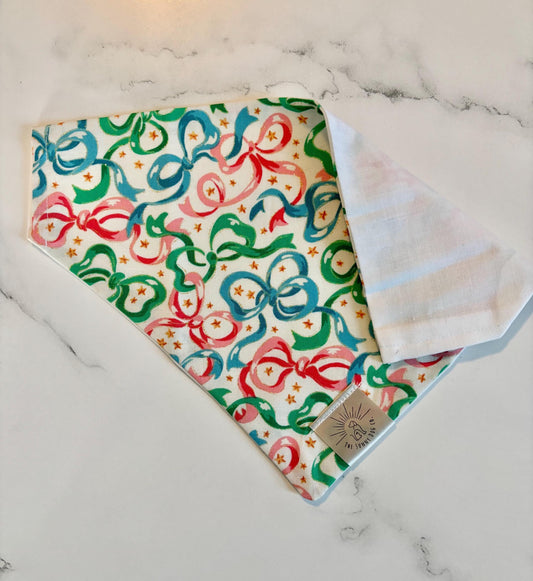 Over the Collar Dog Bandana-Bows-Dog Mom Gift - Personalized Bandanas-Customized Bandanas-Preppy Bows-Fancy Dog Bandana-Girly Dog Bandanas