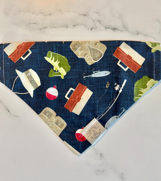 Over the Collar Dog Bandan-Fishing- Dog Mom Gift - Personalized Dog Bandana-Summer Bandana-Outdoor Bandana-Forest Bandana-Sport Fishing