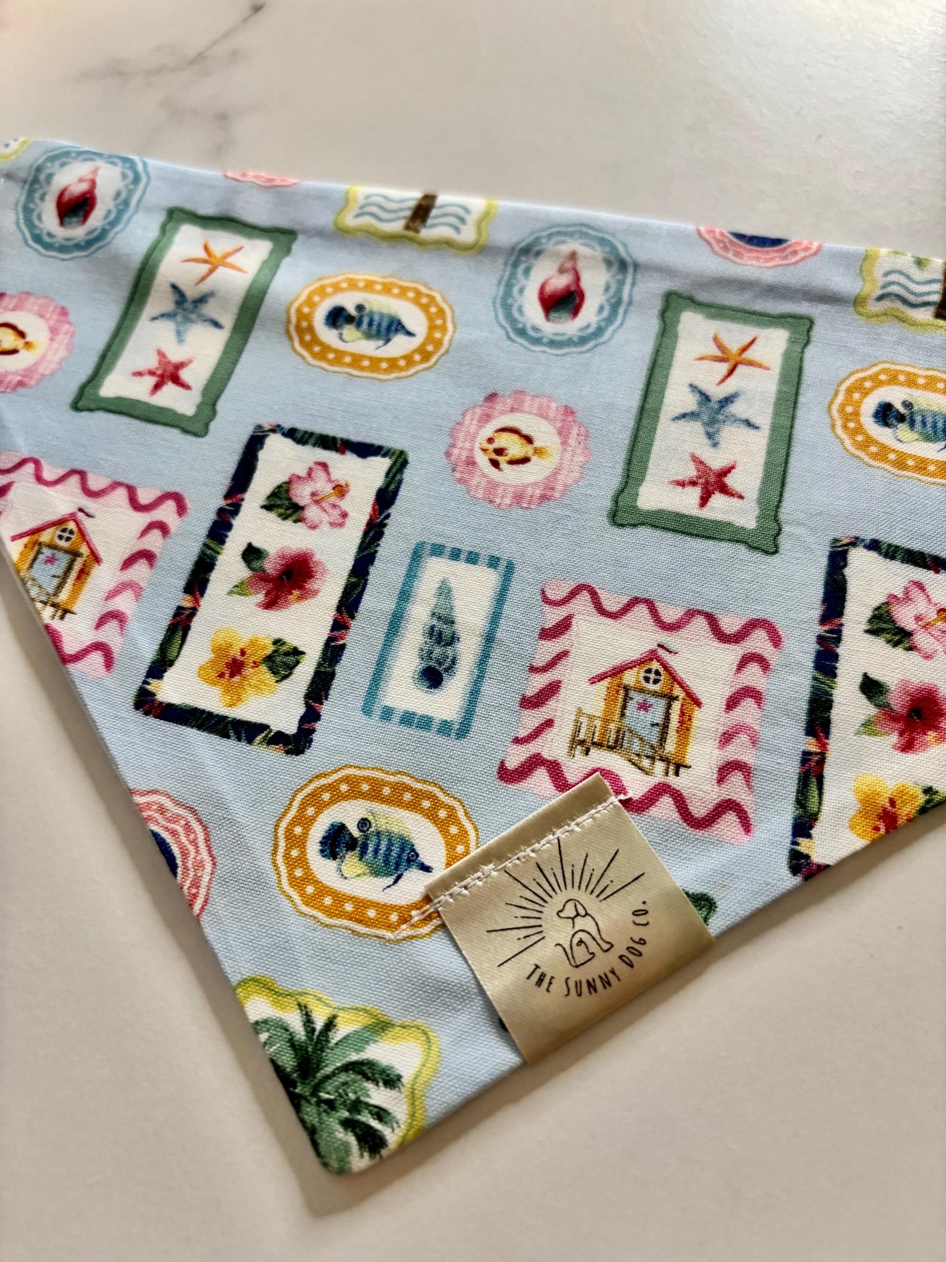 Over the Collar Dog Bandana-Vacation Vibes-Personalized Dog Bandana-Customized Dog Bandana-Dog Gift- Summer- Beach Day- Beach Dog