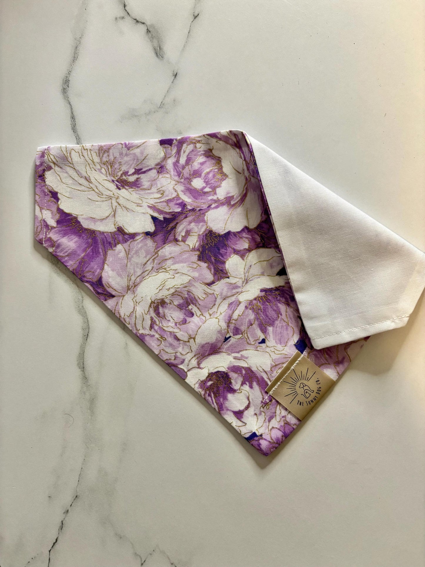 Over the Collar Dog Bandana-Purple Flower-Personalized Dog Bandana-Customized Dog Bandana-Dog Gift- Floral Bandana-Everyday Dog Bandana