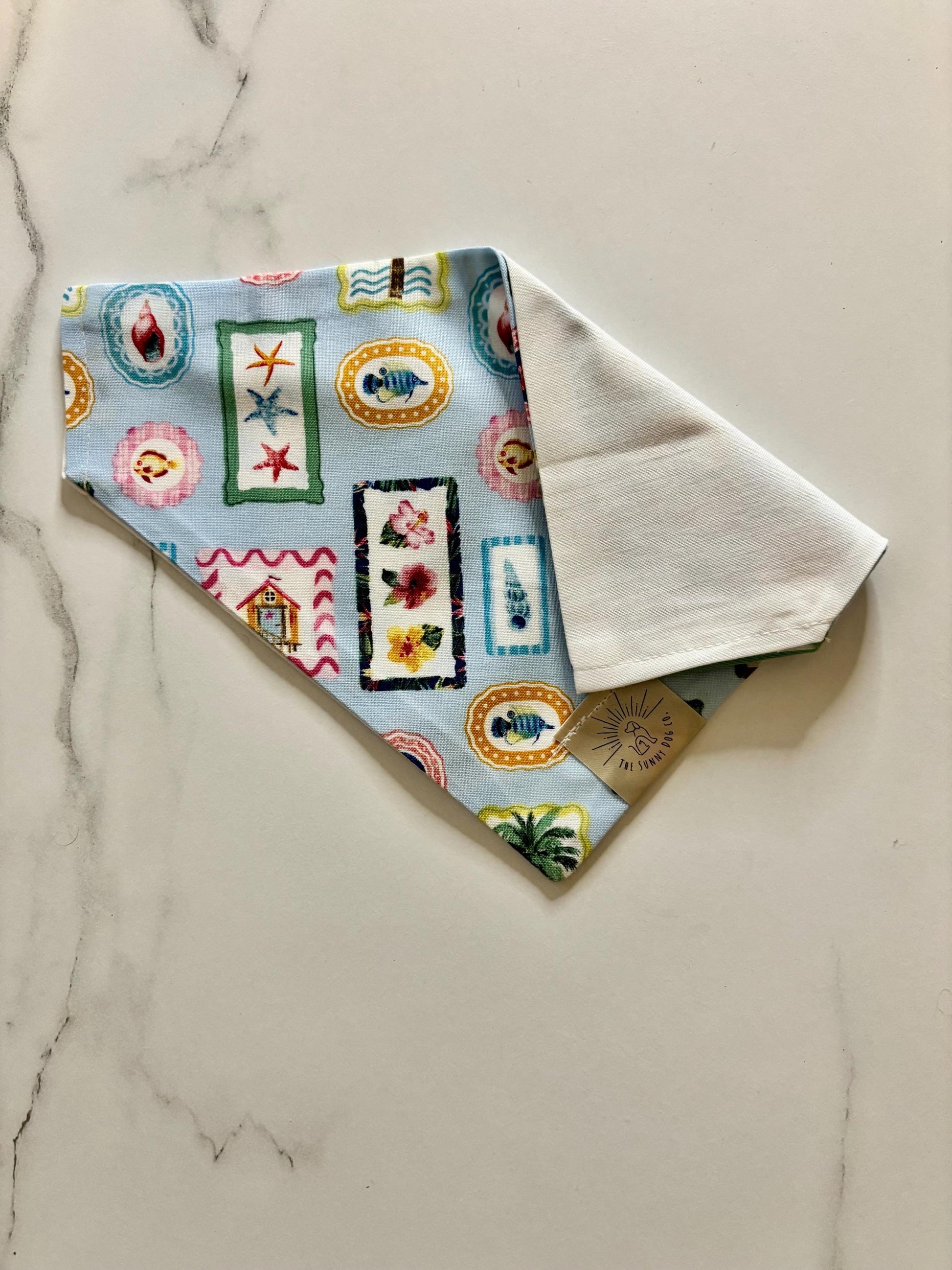 Over the Collar Dog Bandana-Vacation Vibes-Personalized Dog Bandana-Customized Dog Bandana-Dog Gift- Summer- Beach Day- Beach Dog