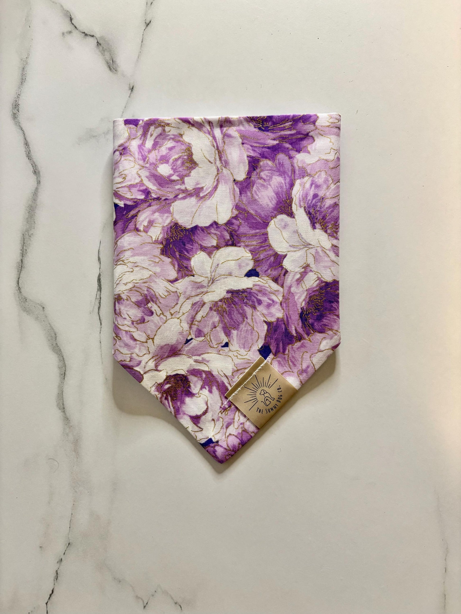 Over the Collar Dog Bandana-Purple Flower-Personalized Dog Bandana-Customized Dog Bandana-Dog Gift- Floral Bandana-Everyday Dog Bandana