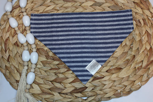 Over the Collar Dog Bandana -Navy & White Striped-Dog Mom Gift-Personalized Dog Bandana-Customized Dog Bandana-Dog Gift-Preppy Bandana