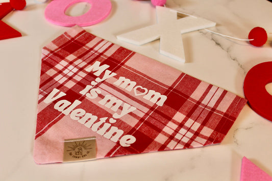 Over the Collar Dog Bandana - Red Plaid Valentines Day-Personalized Dog Bandana-Customized Dog Bandana-Dog Gift-Valentines Dog Bandana