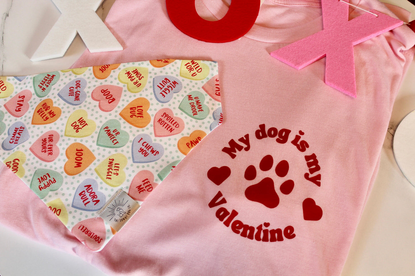 My Dog is My Valentine t-shirt-dog mom-dog t-shirt-Valentines Dog T-shirt-Matching Dog & Mom Shirt and Bandana-Twinning Dog and Mom