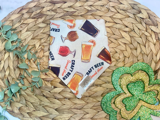 Over the Collar Dog Bandana-Pint of Beer-Dog Mom Gift - Personalized Dog Bandana - Customized Dog Bandana - Dog Gift-St Paddy’s Day