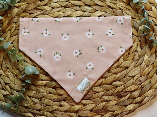 Over the Collar Dog Bandana-White Flowers- Mom Gift-Personalized Dog Bandana-Customized Dog Bandana-Spring Bandana-Dog Scarf-Spring Flowers