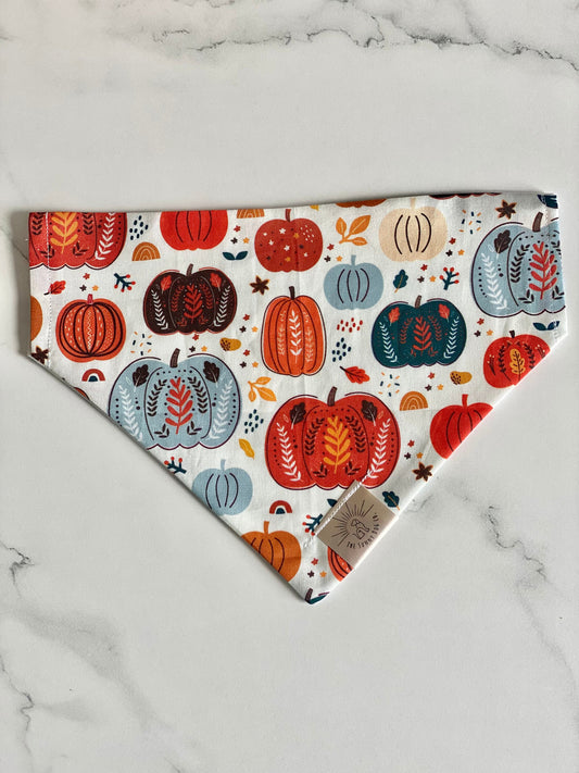 Over the Collar Dog Bandana-Patchwork Pumpkins-Personalized Dog Bandana-Customized Dog Bandana-Dog Gift-Halloween Bandana-Fall Bandana-Spook