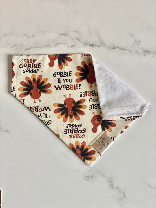 Over the Collar Dog Bandana-Gobble Til You Wobble-Personalized Dog Bandana-Customized Dog Bandana-Dog Gift-Thanksgiving Bandana-Fall Bandana