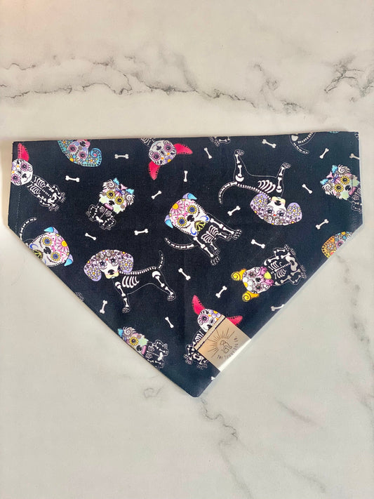 Over the Collar Dog Bandana-Day of the Dead-Personalized Dog Bandana-Customized Dog Bandana-Dog Gift-Halloween Bandana-Fall Bandana-Spook
