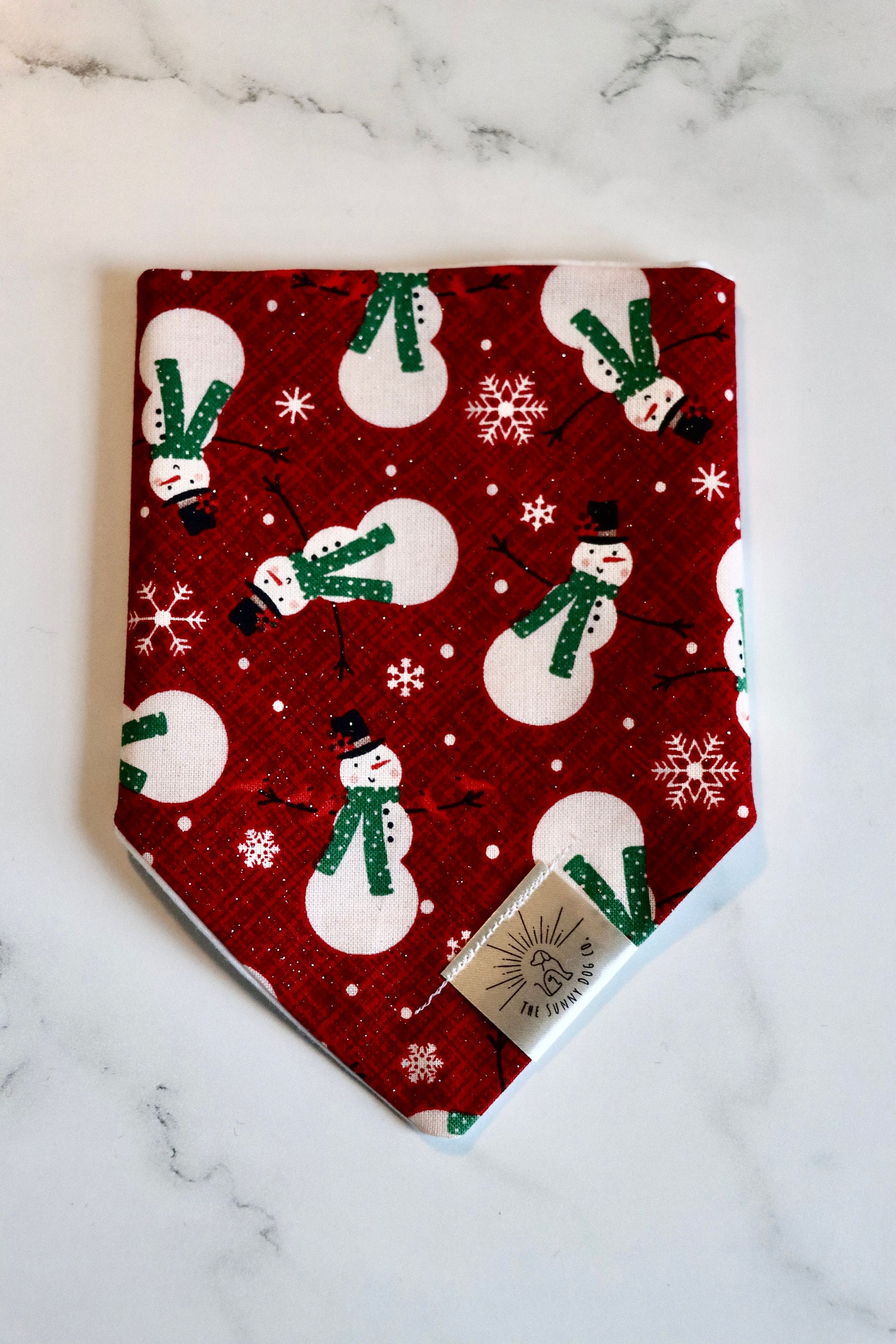 Over the Collar Dog Bandana-Tie on Bandana-Snowman-Personalized Dog Bandana-Customized Dog Bandana-Christmas Bandana-Holiday Bandana