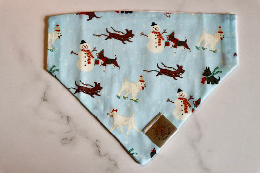 Over the Collar Dog Bandana-Tie on Bandana-Happy Pawlidays-Personalized Dog Bandana-Customized Dog Bandana-Christmas Bandana-Holiday Bandana