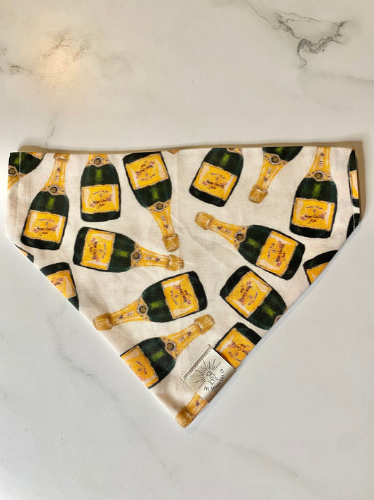 Over the Collar Dog Bandana-Tie on Bandana-Toasting to the New Year-Personalized Dog Bandana-Champagne Dog Bandana-Happy New Year Bandana