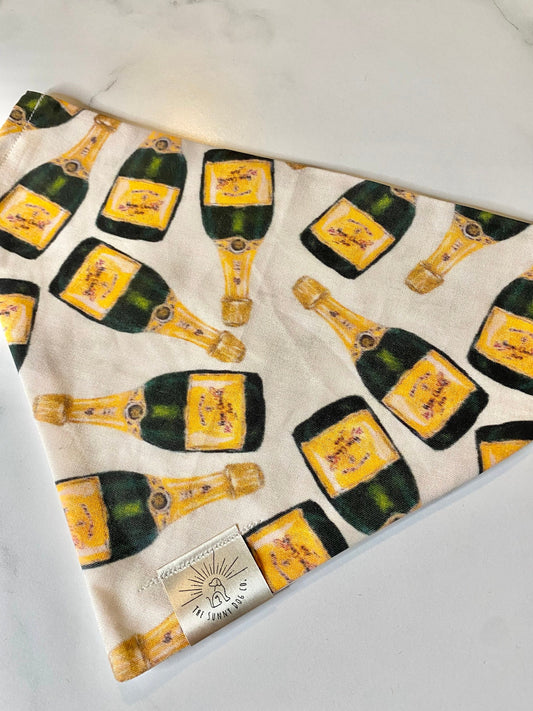 Over the Collar Dog Bandana-Tie on Bandana-Toasting to the New Year-Personalized Dog Bandana-Champagne Dog Bandana-Happy New Year Bandana