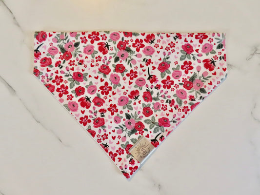 Over the Collar Dog Bandana-Valentine’s Bouquet-Valentine’s Day-Heart Bandana-Personalized Dog Bandana-Customized Dog Bandana-Christmas Band