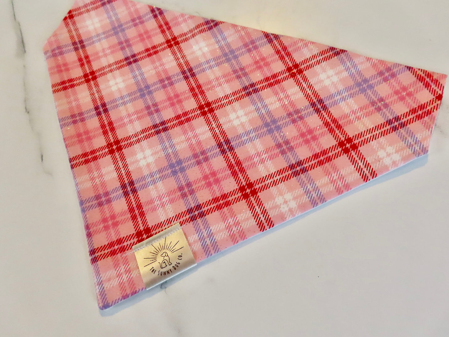 Over the Collar Dog Bandana-Valentine’s Day Plaid-Valentine’s Day-Heart Bandana-Personalized Dog Bandana-Customized Dog Bandana-