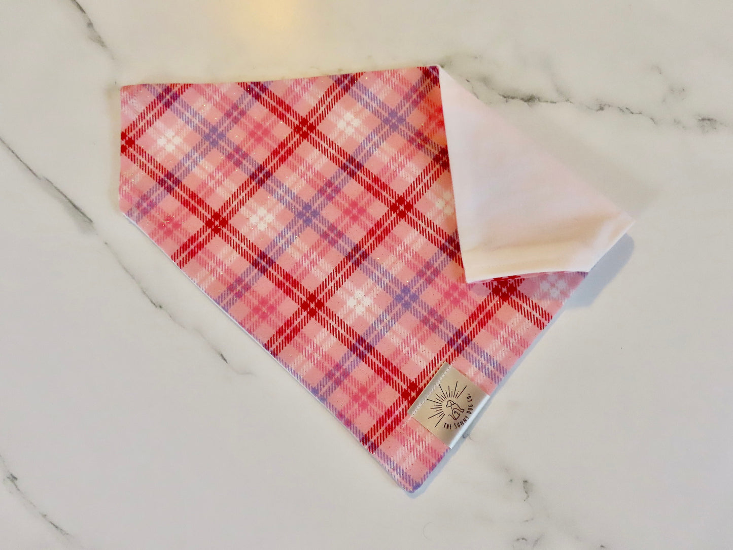 Over the Collar Dog Bandana-Valentine’s Day Plaid-Valentine’s Day-Heart Bandana-Personalized Dog Bandana-Customized Dog Bandana-