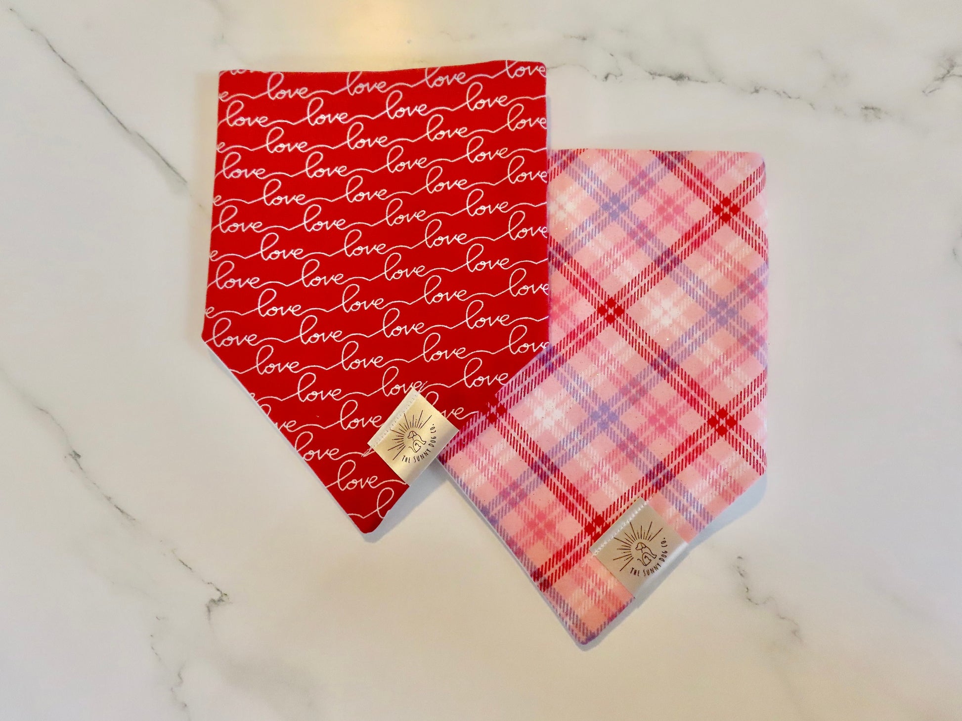 Over the Collar Dog Bandana-Valentine’s Day Plaid-Valentine’s Day-Heart Bandana-Personalized Dog Bandana-Customized Dog Bandana-