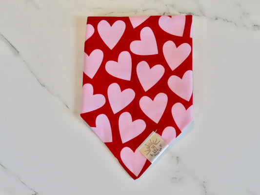 Over the Collar Dog Bandana-Lovey Dovey-Valentine’s Day-Heart Bandana-Personalized Dog Bandana-Customized Dog Bandana-Christmas Bandana