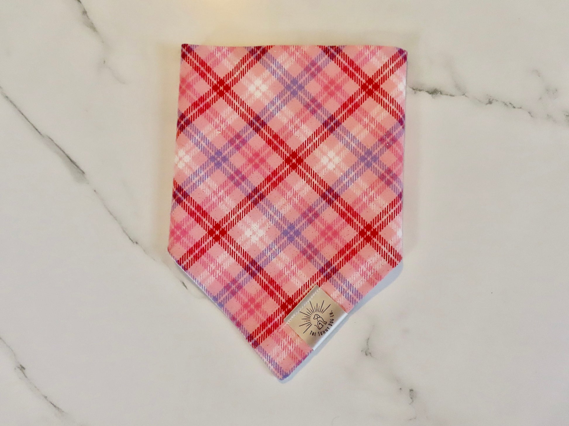 Over the Collar Dog Bandana-Valentine’s Day Plaid-Valentine’s Day-Heart Bandana-Personalized Dog Bandana-Customized Dog Bandana-