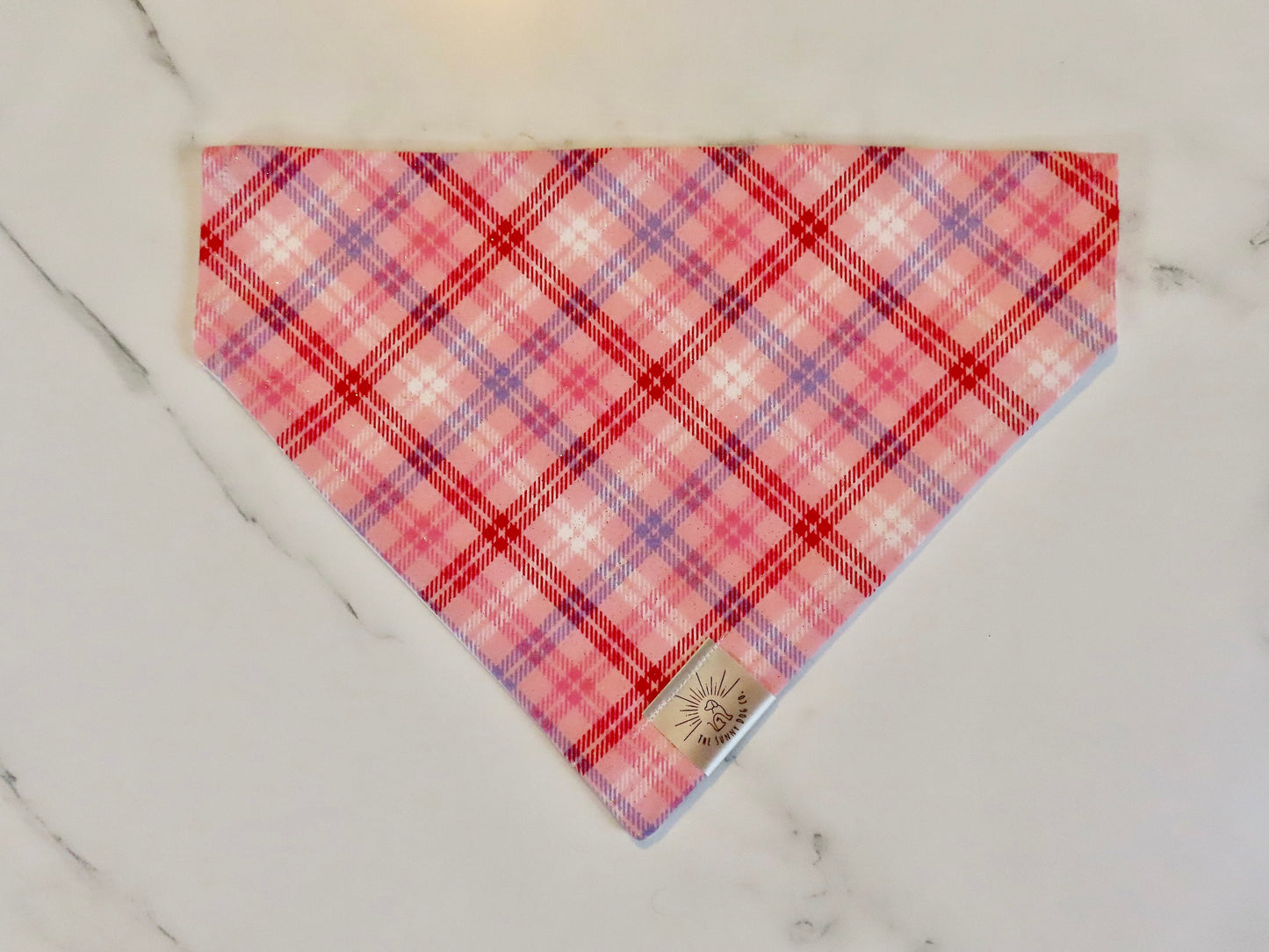 Over the Collar Dog Bandana-Valentine’s Day Plaid-Valentine’s Day-Heart Bandana-Personalized Dog Bandana-Customized Dog Bandana-