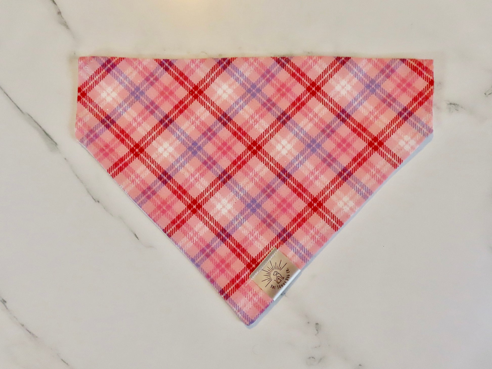 Over the Collar Dog Bandana-Valentine’s Day Plaid-Valentine’s Day-Heart Bandana-Personalized Dog Bandana-Customized Dog Bandana-