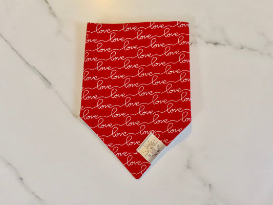 Over the Collar Dog Bandana-Love Love Love-Valentine’s Day-Heart Bandana-Personalized Dog Bandana-Customized Dog Bandana-