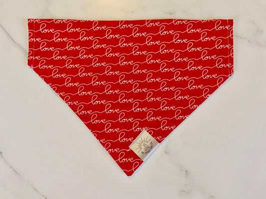 Over the Collar Dog Bandana-Love Love Love-Valentine’s Day-Heart Bandana-Personalized Dog Bandana-Customized Dog Bandana-