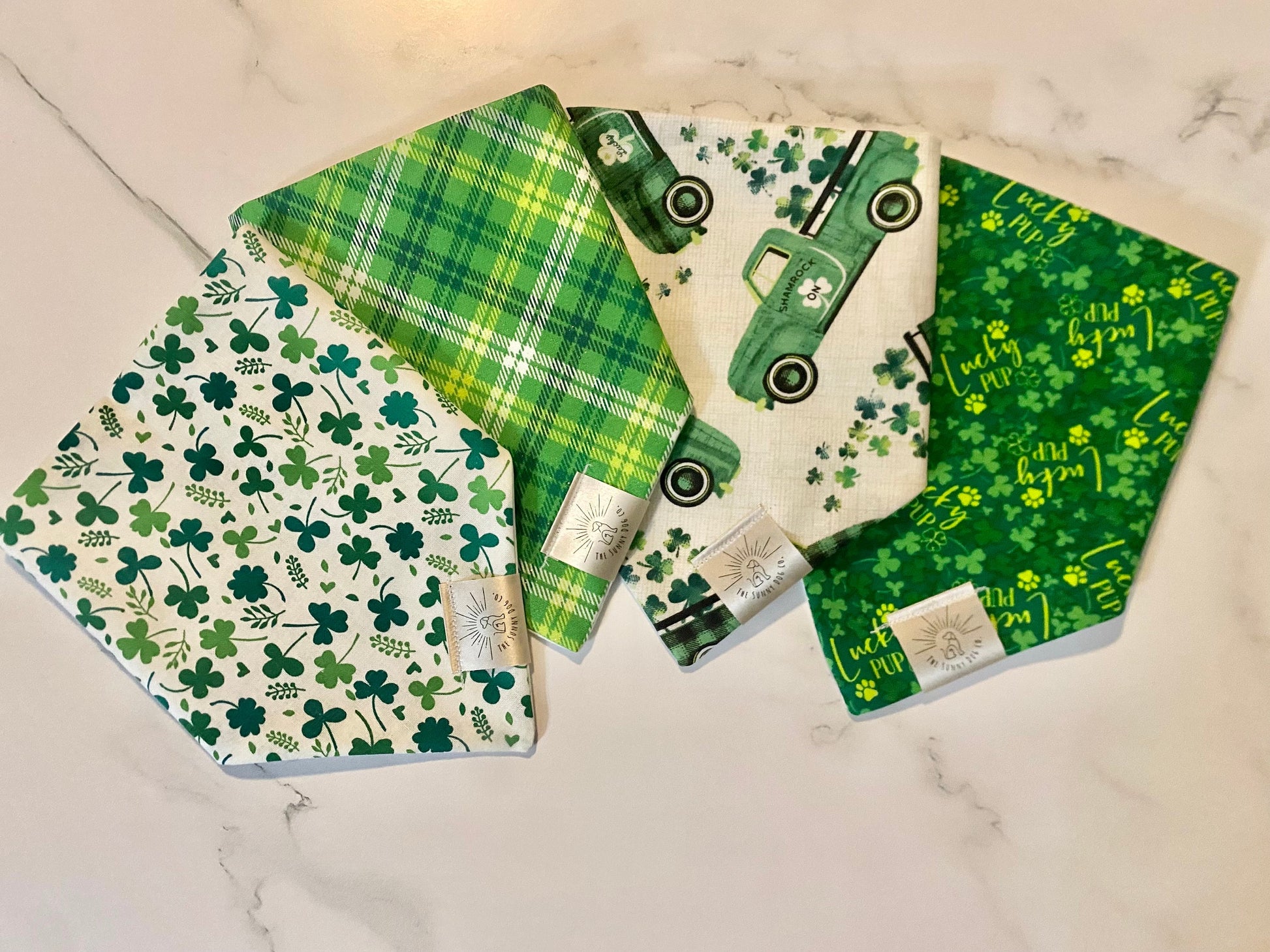 Over the Collar Dog Bandana-Tie on Bandana-4 Leaf Clover-St Patrick’s Day Bandana-Personalized Dog Bandana-Customized Dog Bandana