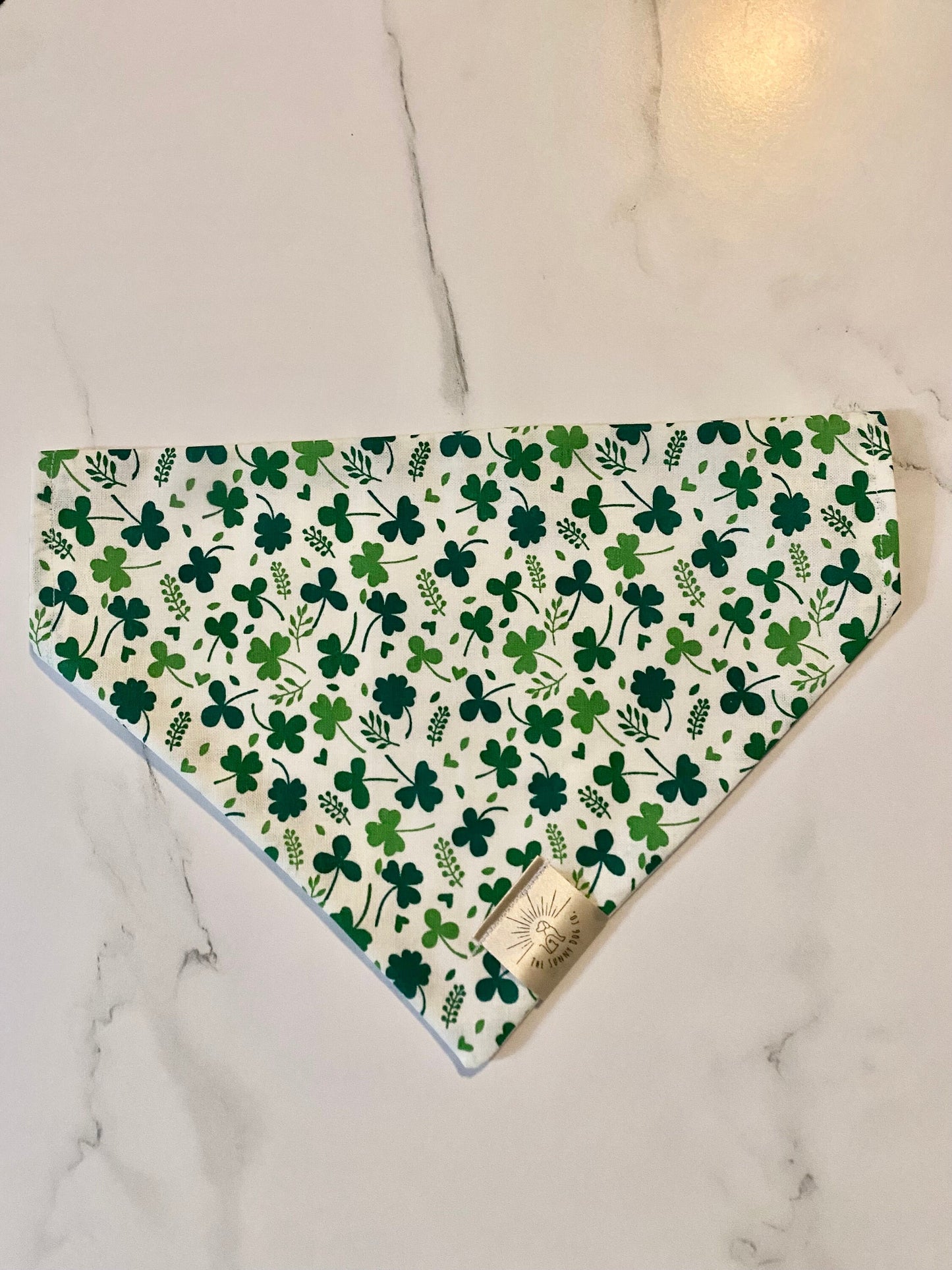 Over the Collar Dog Bandana-Tie on Bandana-4 Leaf Clover-St Patrick’s Day Bandana-Personalized Dog Bandana-Customized Dog Bandana